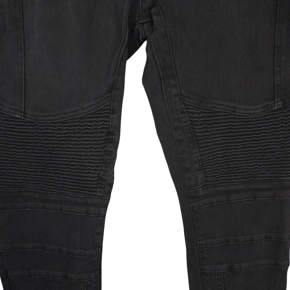 Demolition Men’s Sleek Black Moto Skinny Jean Size 38 - Picture 9 of 9